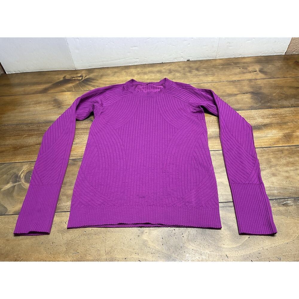 Lululemon Rest Less Pullover Long Sleeve Ribbed Shirt Top Women’s 4 Magenta